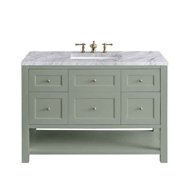 James Martin Vanities Breckenridge 48in Single Vanity, Smokey Celadon w/ 3 CM Carrara Marble Top 330-V48-SC-3CAR - main
